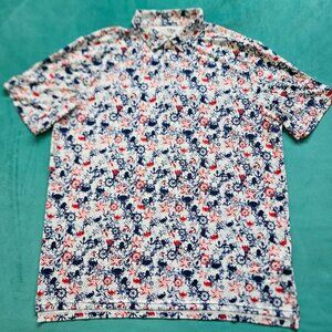 1764 Men's Golf Polo, Red White & Blue Nautical, Size 2XL XXL